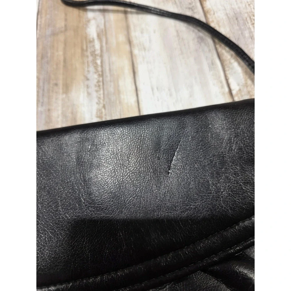 Vintage Black Leather Clutch‎ Handbag Shoulder Strap Evening Bag & HL USA Bag